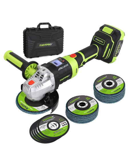Amoladora Angular Inalámbrica FASTPRO 20V 4.0 Ah con Discos