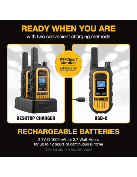 Walkie Talkies DEWALT DXFRS300 1W Impermeables 4 Unidades