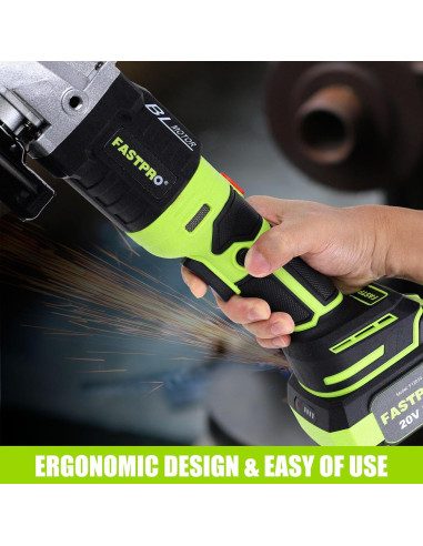 Amoladora Angular Inalámbrica FASTPRO 20V 4.0 Ah con Discos