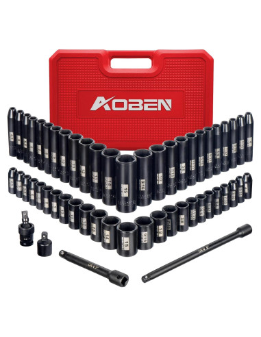 Juego de Enchufes de Impacto AOBEN 54 Piezas 1/4" Cr-V