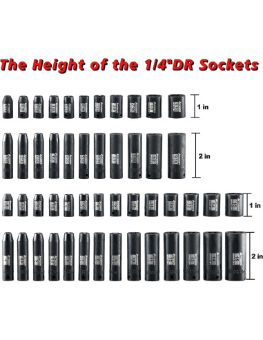 Juego de Enchufes de Impacto AOBEN 54 Piezas 1/4" Cr-V