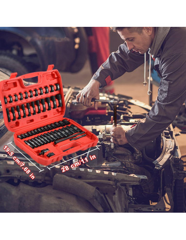 Juego de Enchufes de Impacto AOBEN 54 Piezas 1/4" Cr-V