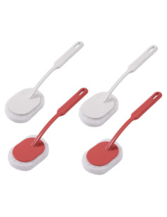 4 Cepillos de Limpieza Ipetboom Mango Largo Rojo y Blanco 30cm