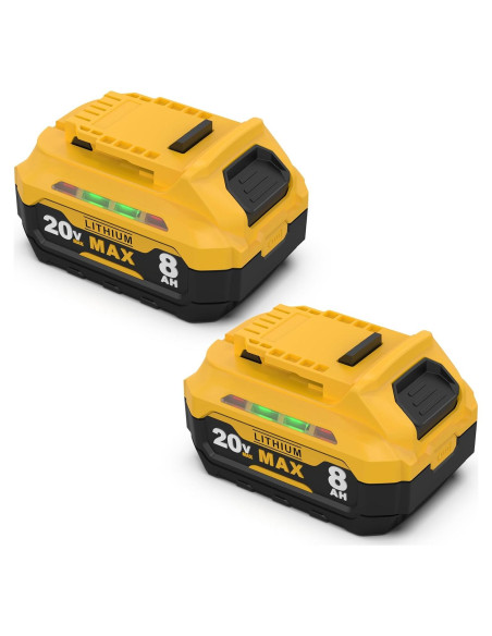 Paquete de 2 Baterías de Litio 8000mAh 20V Dewalt DCB201 Paquete de 2 Baterías de Litio 8000mAh 20V Dewalt DCB201