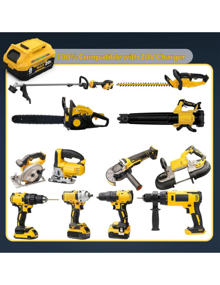 Paquete de 2 Baterías de Litio 8000mAh 20V Dewalt DCB201 Paquete de 2 Baterías de Litio 8000mAh 20V Dewalt DCB201