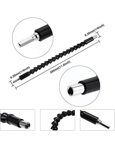 Extensión de ángulo recto 105 Sagsro 1/4" 295mm acero inoxidable