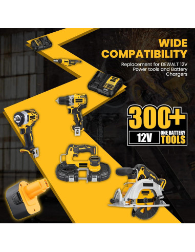 2 Baterías 4.8Ah 12V Ni-Mh Reemplazo DeWalt DC9071