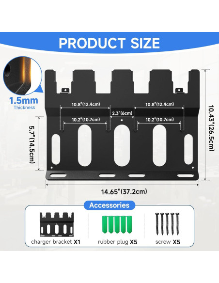 Soporte de Pared Metal DeWalt para Baterías 18V/20V y Cargador DCB112/DCB115