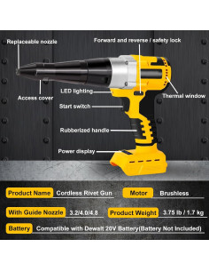 Pistola de Remaches Inalámbrica OXVIT 20V Sin Batería 2
