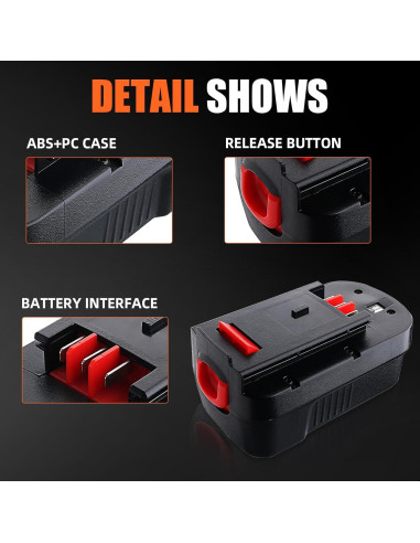 2 Baterías Recargables Ni-Mh 18V 4800mAh Black and Decker