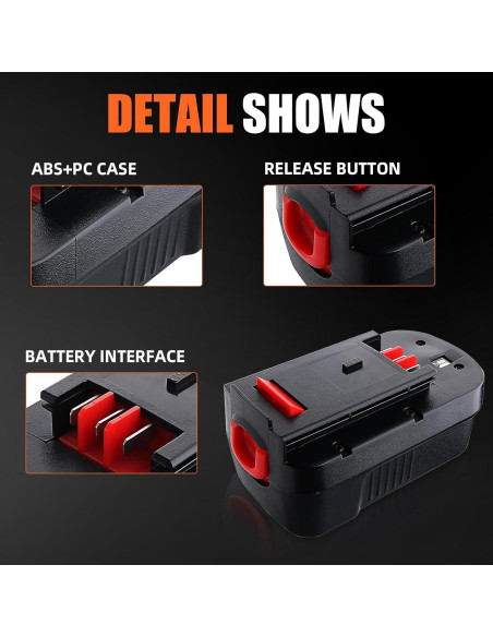 2 Baterías Recargables Ni-Mh 18V 4800mAh Black and Decker