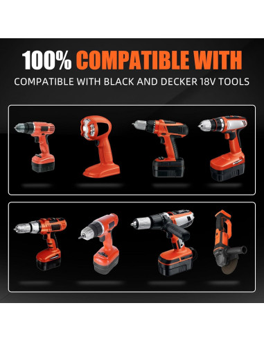 2 Baterías Recargables Ni-Mh 18V 4800mAh Black and Decker