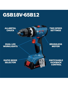 Taladro Atornillador de Percusión Bosch GSB18V-65B12 18V 2