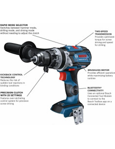 Taladro Martillo Bosch GSB18V-975CN 18V Sin Escobillas 1/2" 2
