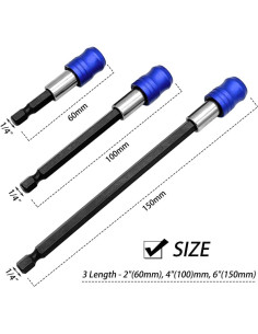 Adaptador de Portabits Hexagonal Saipe 3 Piezas 60-150 mm 2