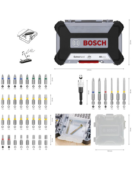 Conjunto de Taladros Bosch Profesional 40 Piezas con Soporte