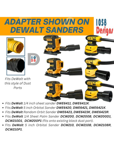 Adaptador de Vacío 1058 Designs para Lijadoras DeWalt y Craftsman