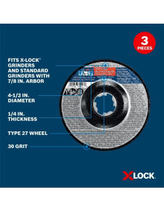 Ruedas de Esmerilado de Metal Bosch X-LOCK 4.5" - Paquete de 3 2