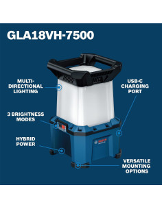 Luz de Área Híbrida Bosch GLA18VH-7500 18V 7500 Lúmenes 2