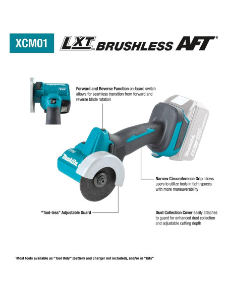 Cortadora Inalámbrica Makita XCM01Z 18V 1.47 kg 3" Sin Escobillas