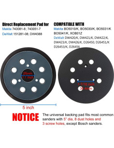Pad de Reemplazo para Lijadora 5" Makita BO5010 y Compatibles 2