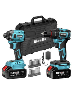 Kit Taladro Inalámbrico SEESII 21V Max con Destornillador