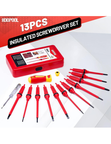 Juego de Destornilladores Aislados KOOPOOL 13 Piezas 1000V