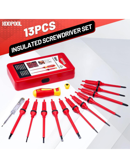 Juego de Destornilladores Aislados KOOPOOL 13 Piezas 1000V