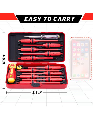 Juego de Destornilladores Aislados KOOPOOL 13 Piezas 1000V