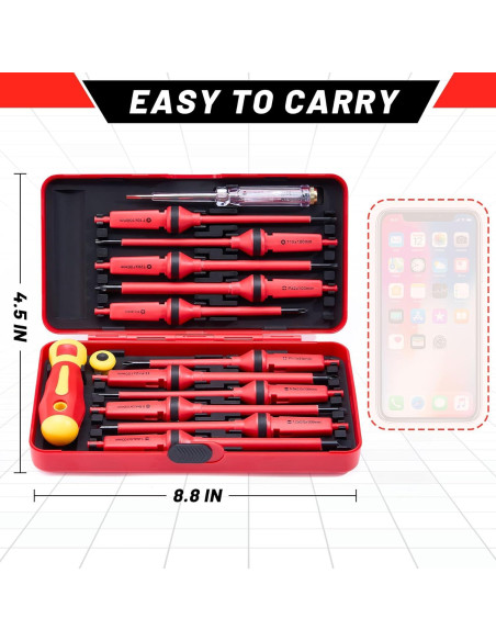 Juego de Destornilladores Aislados KOOPOOL 13 Piezas 1000V