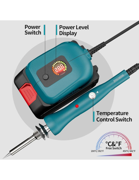 Kit de Soldador Inalámbrico HHieratic 60W para Batería 18V