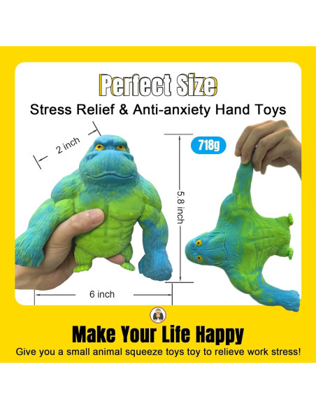 Juguete Antiestrés Gorila YHan Mediano Azul-Verde 0.78kg