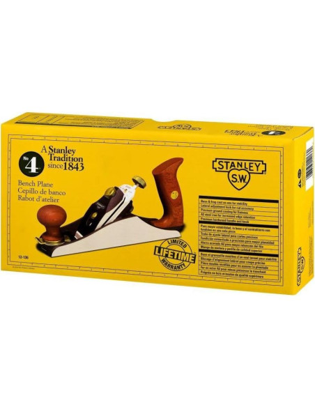 Cepillo de Mano STANLEY No.4 Alisador Acero A2 10.16 cm