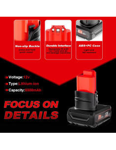 Batería Li-Ion 12V 6500mAh TenHutt para Milwaukee M12 2