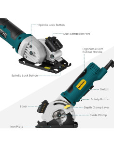 Sierra Circular Mini Enventor 4.8A 4000RPM 3 Hojas 85mm 2