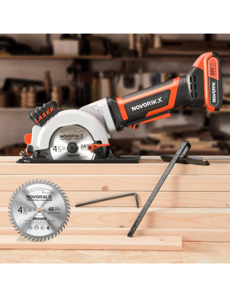 Sierra Circular Mini Inalámbrica NovorikX 20V 4.5" con Láser