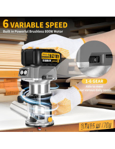 Fresadora Inalámbrica JEXUGK 21V con 2 Baterías 4.0Ah y 20 Brocas 2