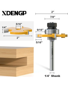 Cortador de Ranuras XDENGP 1/4" Carburo 2" para Router 2