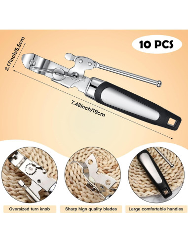 Abrelatas Manual Gisafai 10 Pcs con Mango Antideslizante