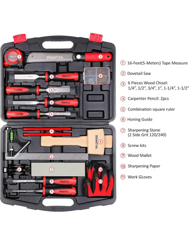 Conjunto de Cinceles de Madera KingTool 6 Piezas Cr-V 4.68kg