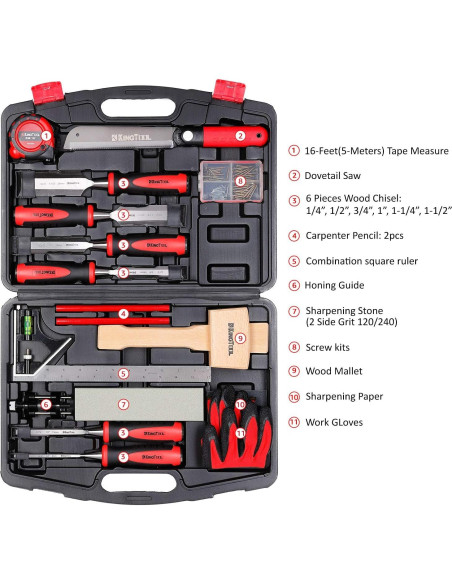 Conjunto de Cinceles de Madera KingTool 6 Piezas Cr-V 4.68kg