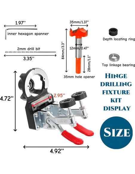 Plantilla de bisagra oculta Acshio 35 mm ajustable para madera