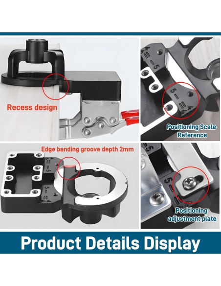 Plantilla de bisagra oculta Acshio 35 mm ajustable para madera