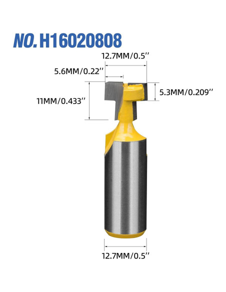 Broca de Router HUHAO 1/2" Eje T-Cortador para Carpintería