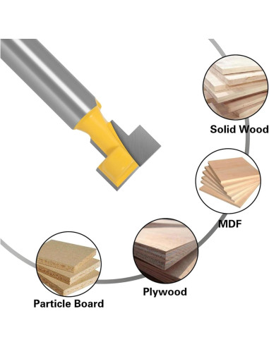 Broca de Router HUHAO 1/2" Eje T-Cortador para Carpintería