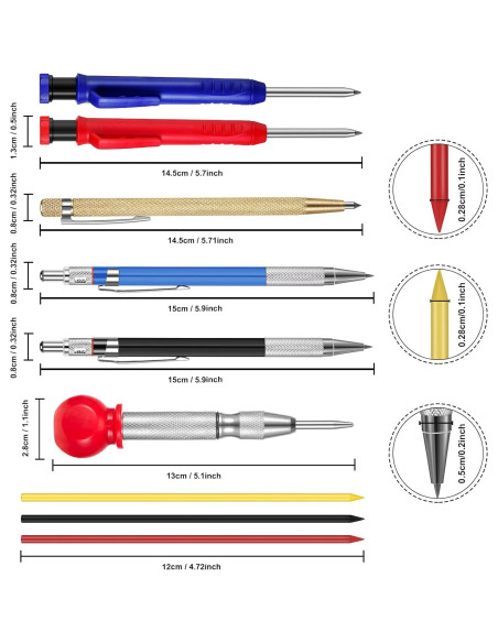 Kit de Marcado para Carpinteros Pajean 8 Piezas con Lápices