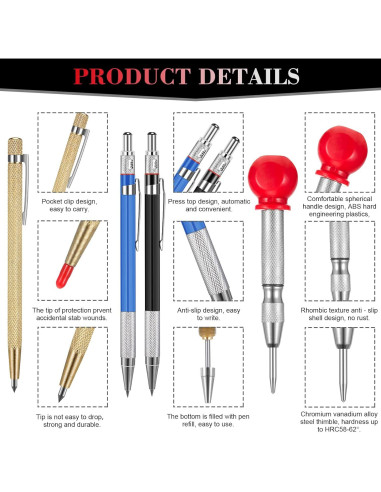 Kit de Marcado para Carpinteros Pajean 8 Piezas con Lápices