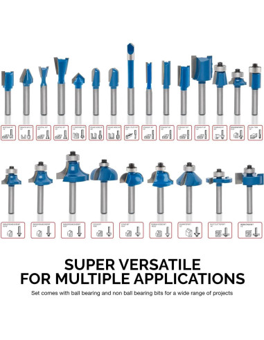 Juego de Brocas de Router HILTEX 10108 de Carburo 24 Piezas