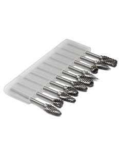 Juego de Fresas Rotativas YUFUTOL 10 Piezas Carburo Doble Corte 3mm