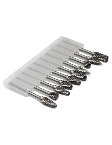 Juego de Fresas Rotativas YUFUTOL 10 Piezas Carburo Doble Corte 3mm